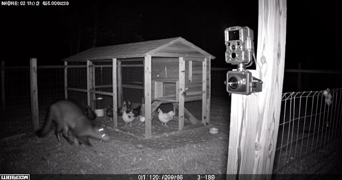 Fotopułapka zamontowana przy kurniku, zdjęcie nocne
