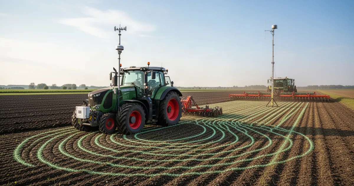 Ciągnik z systemem RTK i stacją bazową