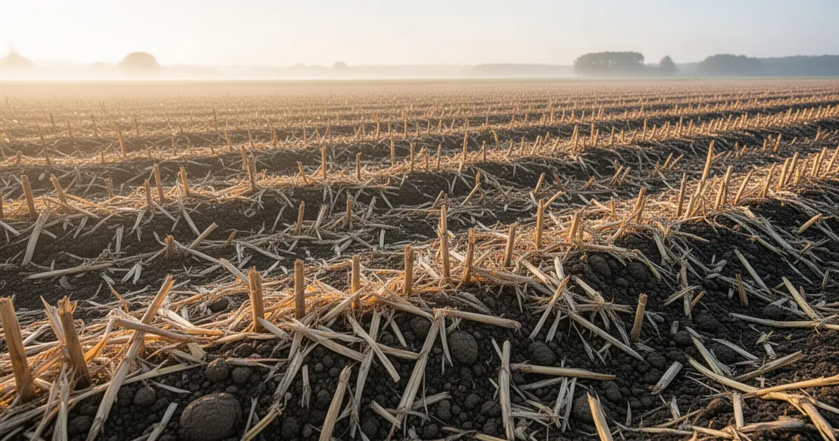 Resztki pożniwne tworzące warstwę ochronną na polu