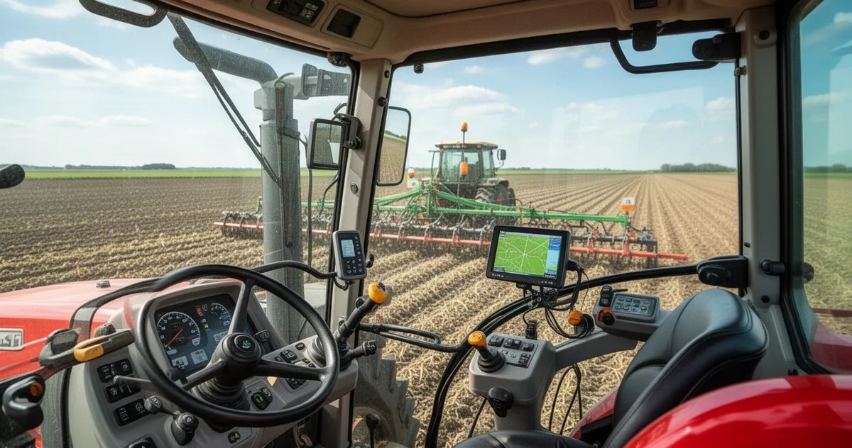 System nawigacji GPS w kabinie ciągnika rolniczego