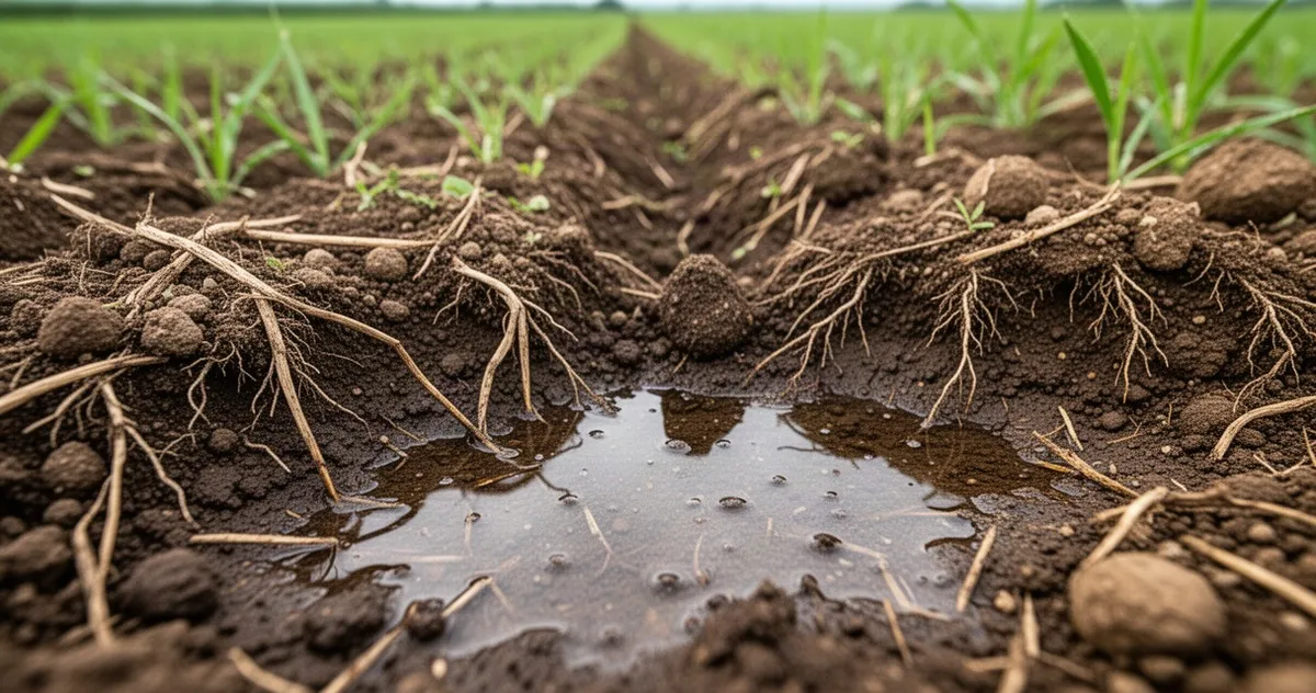 Przekrój gleby z dużą zawartością materii organicznej