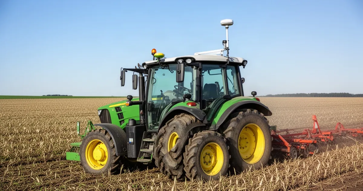Ciągnik z anteną GPS na dachu kabiny