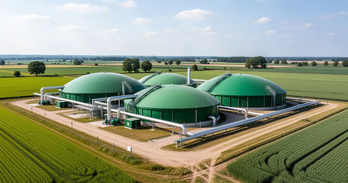 Biogazownia rolnicza z fermentorami w gospodarstwie
