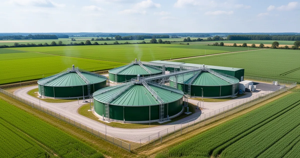 Biogazownia rolnicza z zbiornikami fermentacyjnymi